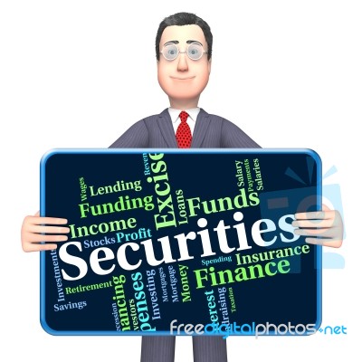 Securities Word Indicates Financial Obligation And Bond Stock Image