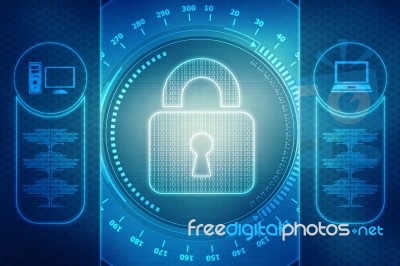 Security Concept: Lock On Digital Screen, Contrast, 2d Illustration Stock Image