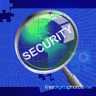 Security Magnifier Represents Restricted Searches And Magnifying… Stock Image