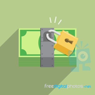 Security Safety Protection Lock On Money Bill Stock Image