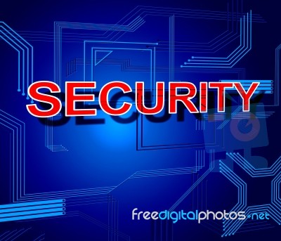 Security Sign Indicates Digital Forbidden And Protect Stock Image