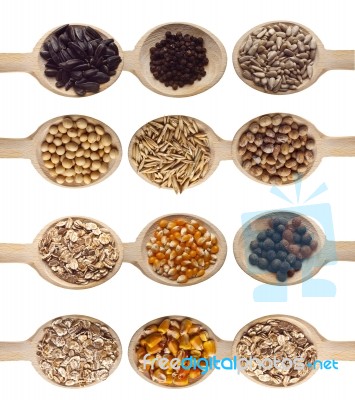 Seeds On Wooden Spoon Stock Photo