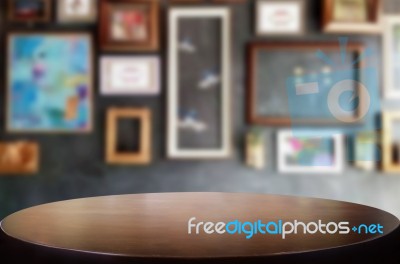 Selected Focus Empty Brown Wooden Table And Coffee Shop Or Resta… Stock Photo