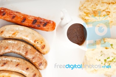 Selection Of All Main Type Of German Wurstel Saussages Stock Photo