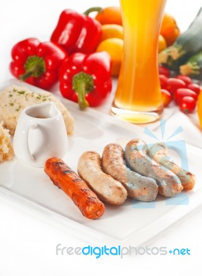 Selection Of All Main Type Of German Wurstel Saussages Stock Photo