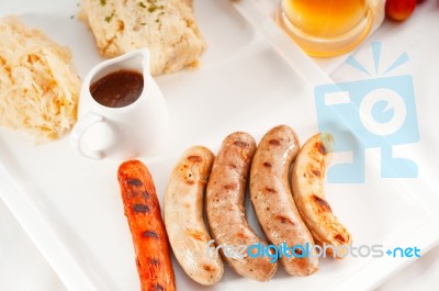 Selection Of All Main Type Of German Wurstel Saussages Stock Photo