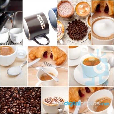 Selection Of Different Coffee Type On Collage Composition Stock Photo