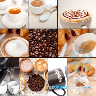 Selection Of Different Coffee Type On Collage Composition Stock Photo