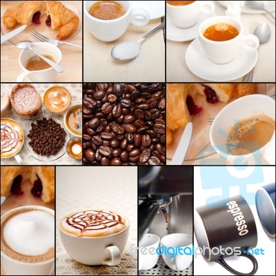 Selection Of Different Coffee Type On Collage Composition Stock Photo