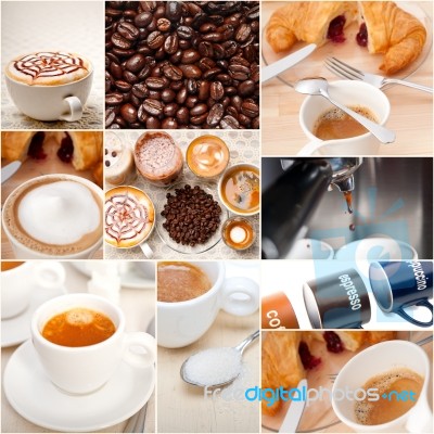 Selection Of Different Coffee Type On Collage Composition Stock Photo