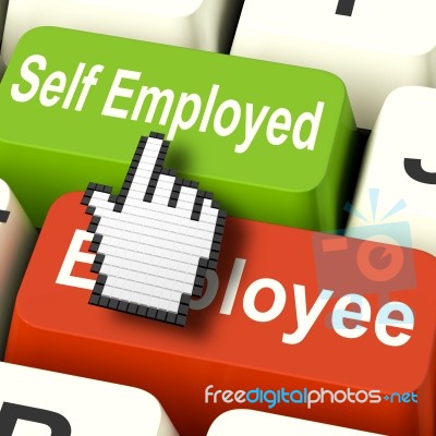 Self Employed Computer Means Choose Career Job Choice Stock Image