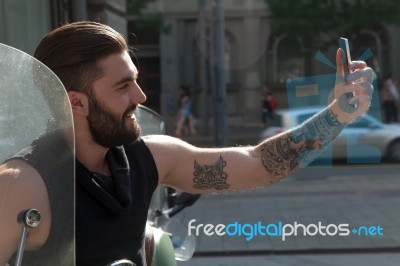 Selfie On The Street Stock Photo