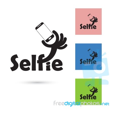 Selfie Word Logo Elements Design Stock Image