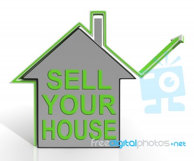 Sell Your House Home Means Find Property Buyers Stock Image