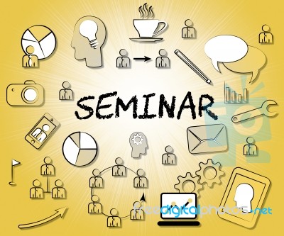 Seminar Icons Represents Symbols Forum And Seminars Stock Image