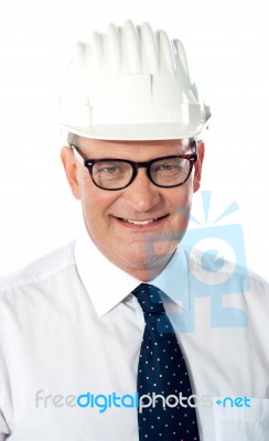 Senior Architect With Hard Hat Stock Photo