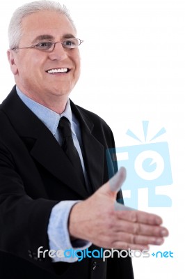 Senior Business Man Shake Hand Stock Photo