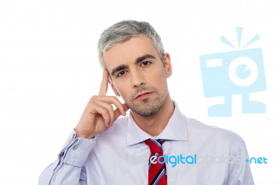 Senior Business Man Thinking Stock Photo