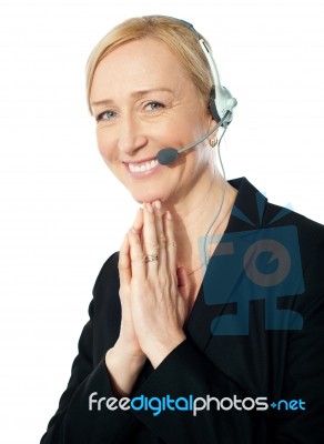 Senior Call Centre Representative Stock Photo