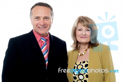 Senior Couple Posing Over White Background Stock Photo