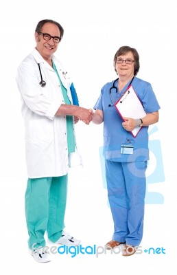 Senior Doctors Shaking Hands Stock Photo