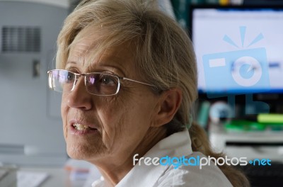 Senior Engineer Working In His Office Stock Photo