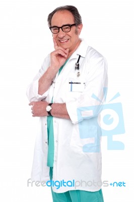 senior Male Doctor with stethoscope Stock Photo