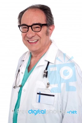 senior Male Doctor with stethoscope Stock Photo