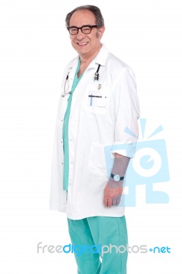 Senior Male Doctor With Stethoscope Stock Photo