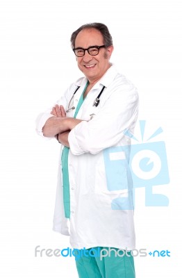 senior Male Doctor with stethoscope Stock Photo