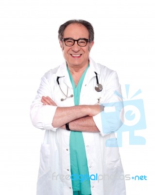 senior Male Doctor with stethoscope Stock Photo