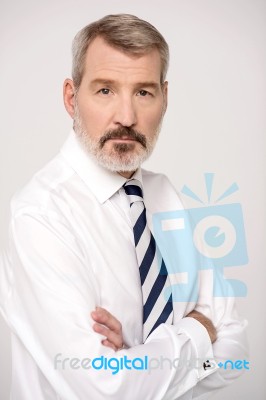 Senior Male Executive With Folded Arms Stock Photo