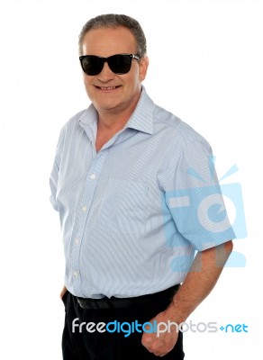 Senior Male Wearing Sunglasses Stock Photo