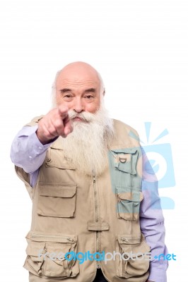 Senior Man Pointing Towards You Stock Photo