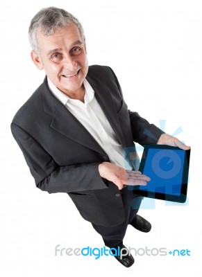 Senior Man With Tablet Pc Stock Photo