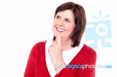 Senior Woman Fond Memories Stock Photo