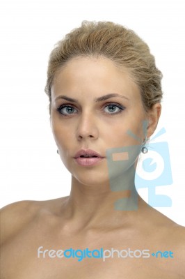 Sensual Female With Blue Eyes Look Stock Photo