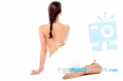 Sensuous Lady Showing Her Bare Back Stock Photo