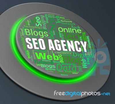 Seo Agency Indicates Push Button And Agencies 3d Rendering Stock Image