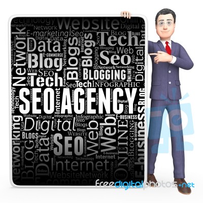 Seo Agency Indicates Search Engine And Board 3d Rendering Stock Image