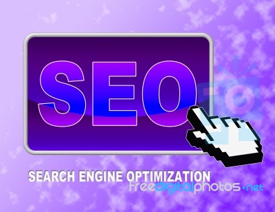 Seo Button Indicates Web Site And Click Stock Image