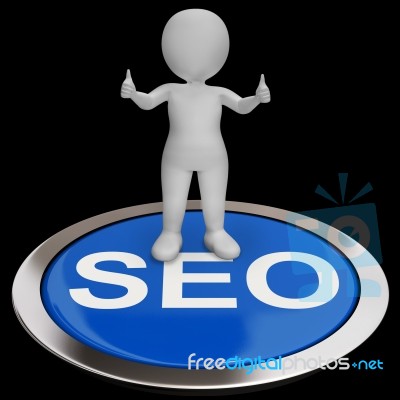 Seo Button Shows Internet Marketing And Optimizing Stock Image