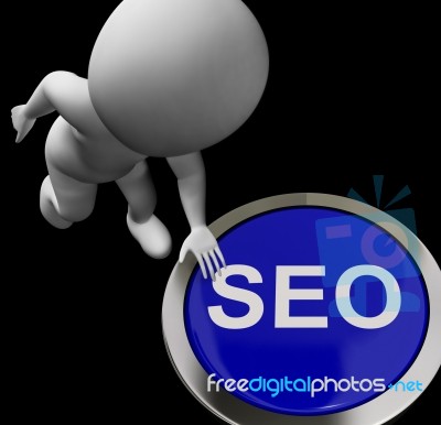 Seo Button Shows Internet Search Engine Optimisation Stock Image