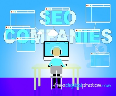 Seo Companies Means Search Engines 3d Illustration Stock Image