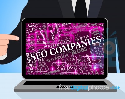 Seo Companies Represents Search Engine And Businesses Stock Image