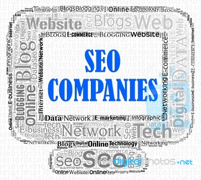 Seo Companies Shows Search Engines And Business Stock Image