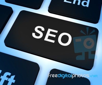 Seo Computer Key Showing Internet Marketing And Optimization Stock Image