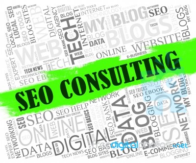 Seo Consulting Shows Search Engine And Confer Stock Image