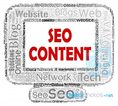 Seo Content Shows Search Engine And Computer Stock Image