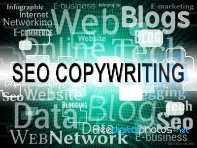 Seo Copywriting Represents Search Engines And Advert Stock Image